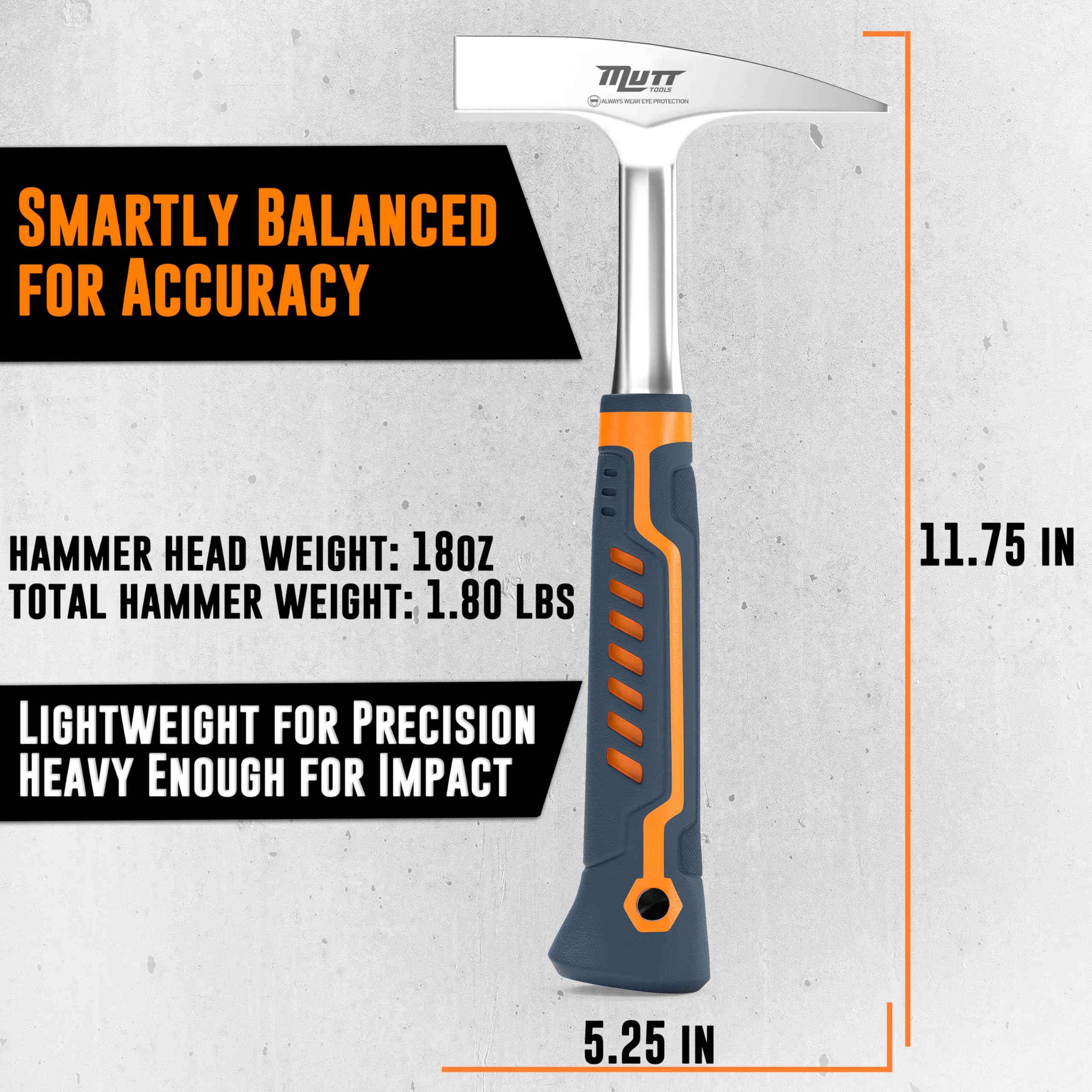 AMERICAN MUTT TOOLS flat face for general hammering and shaping tasks.