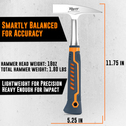 AMERICAN MUTT TOOLS flat face for general hammering and shaping tasks.