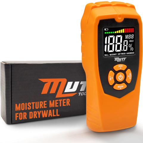 AMERICAN MUTT TOOLS pinless moisture meter front view detects moisture non-invasively for drywall and wood.