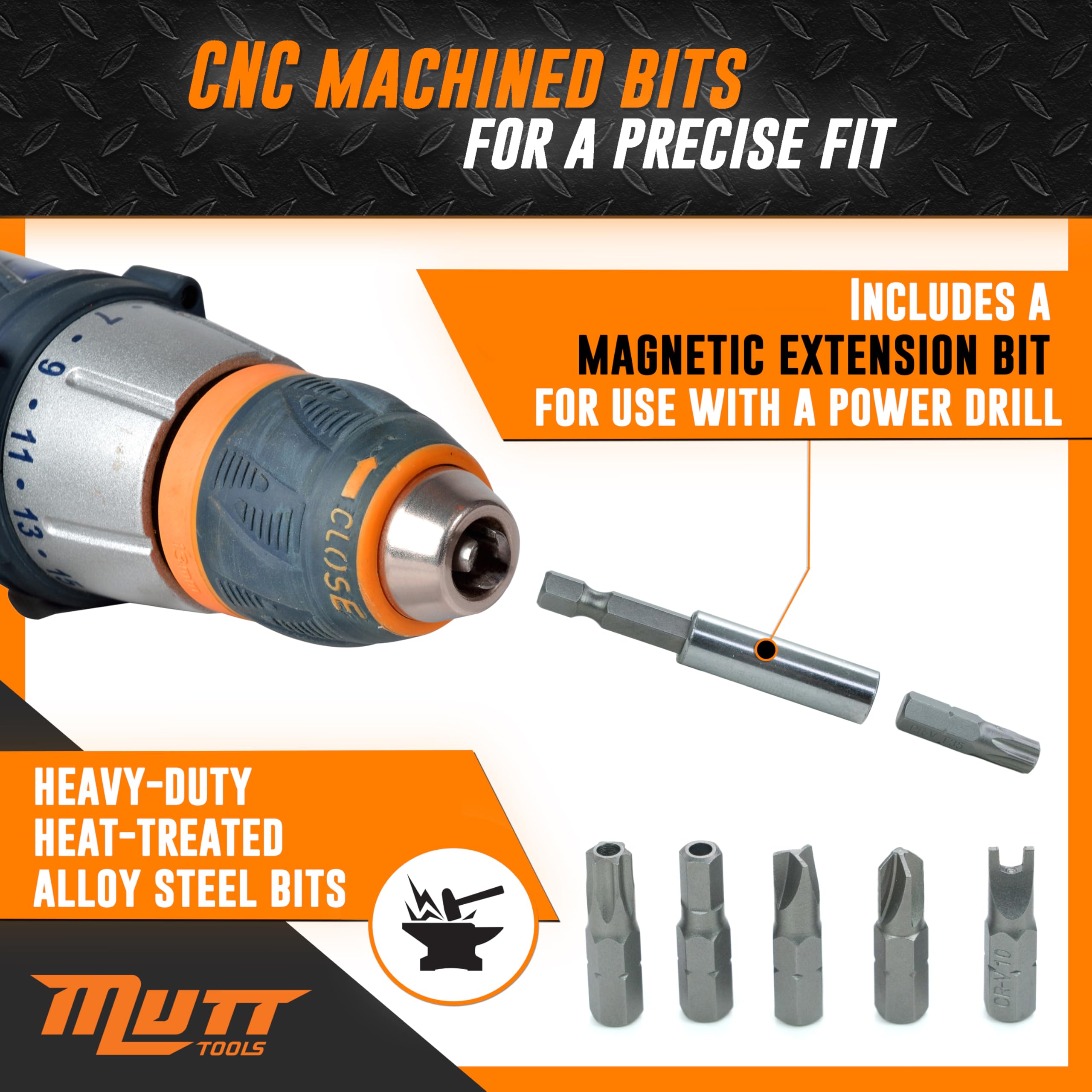 AMERICAN MUTT TOOLS security hex bits in SAE and metric for versatile fasteners