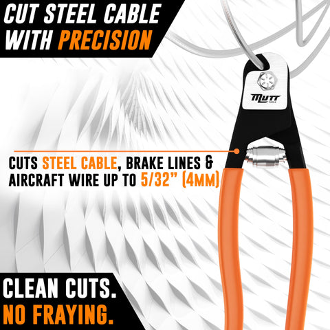 AMERICAN MUTT TOOLS steel cable cutters jaw closeup highlighting hardened jaws for tough wires.