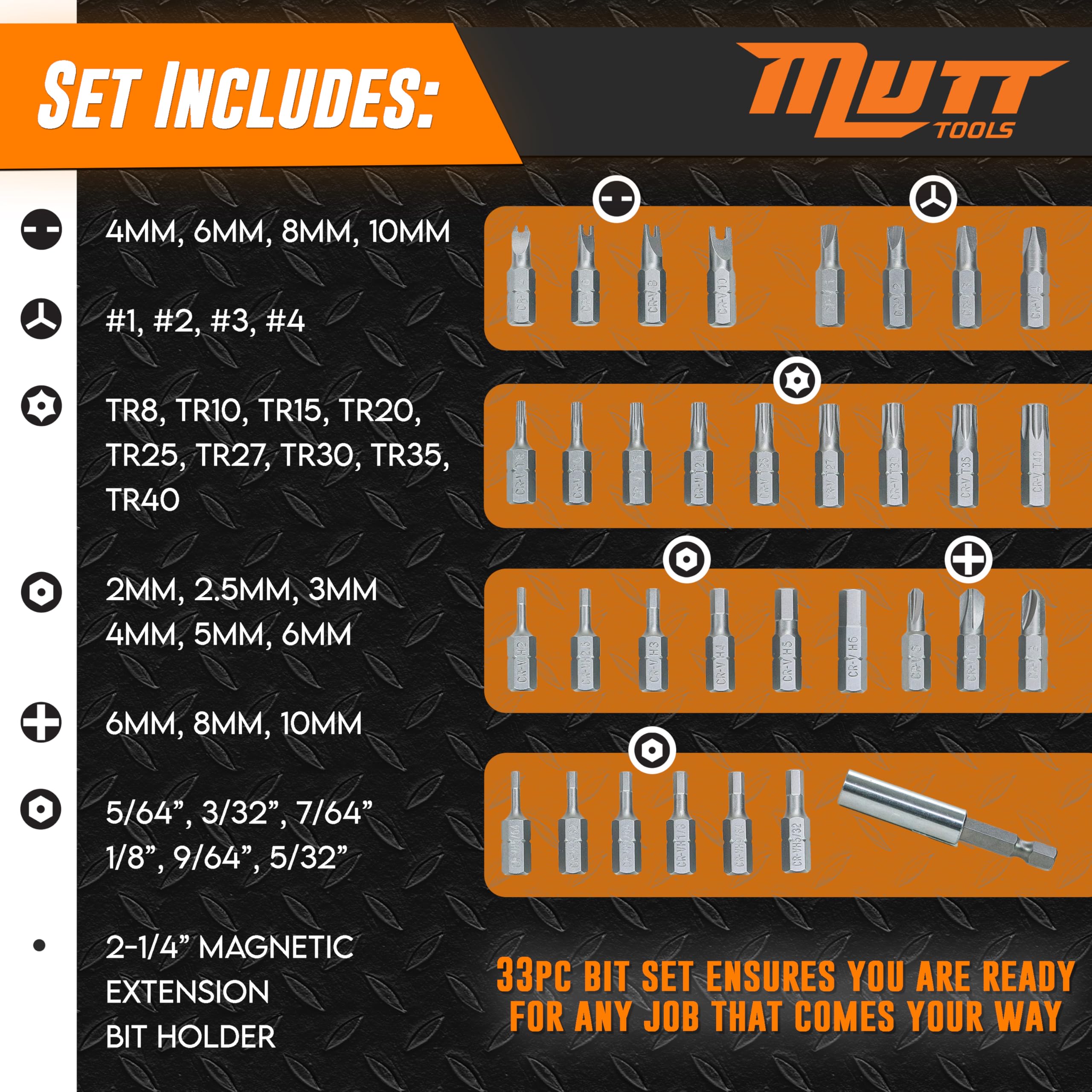 AMERICAN MUTT TOOLS tamper-proof torx bits for tight spaces and precise fit