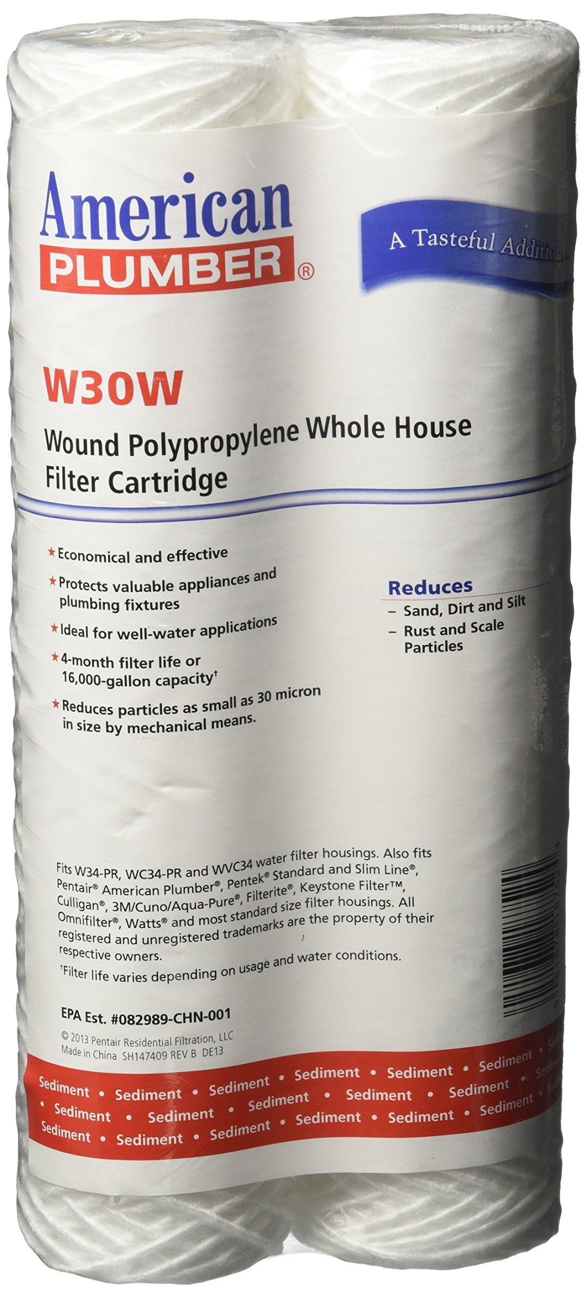 American Plumber W30W sediment filter cartridge two-pack for cleaner home water