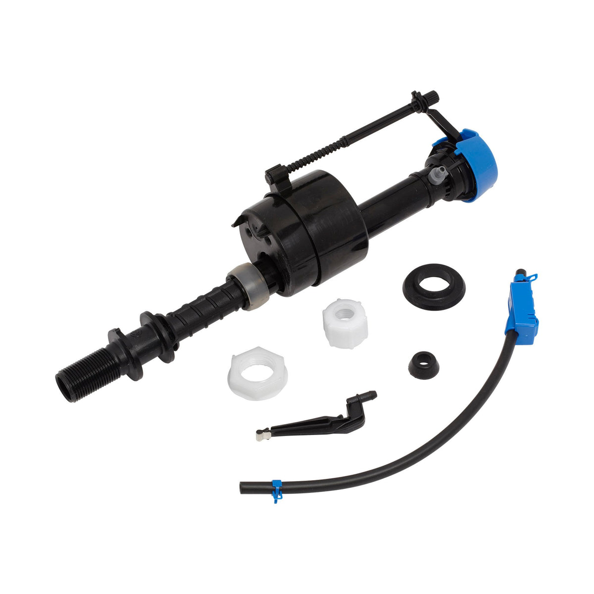American Standard universal fill valve in black, front view, durable and easy to install.