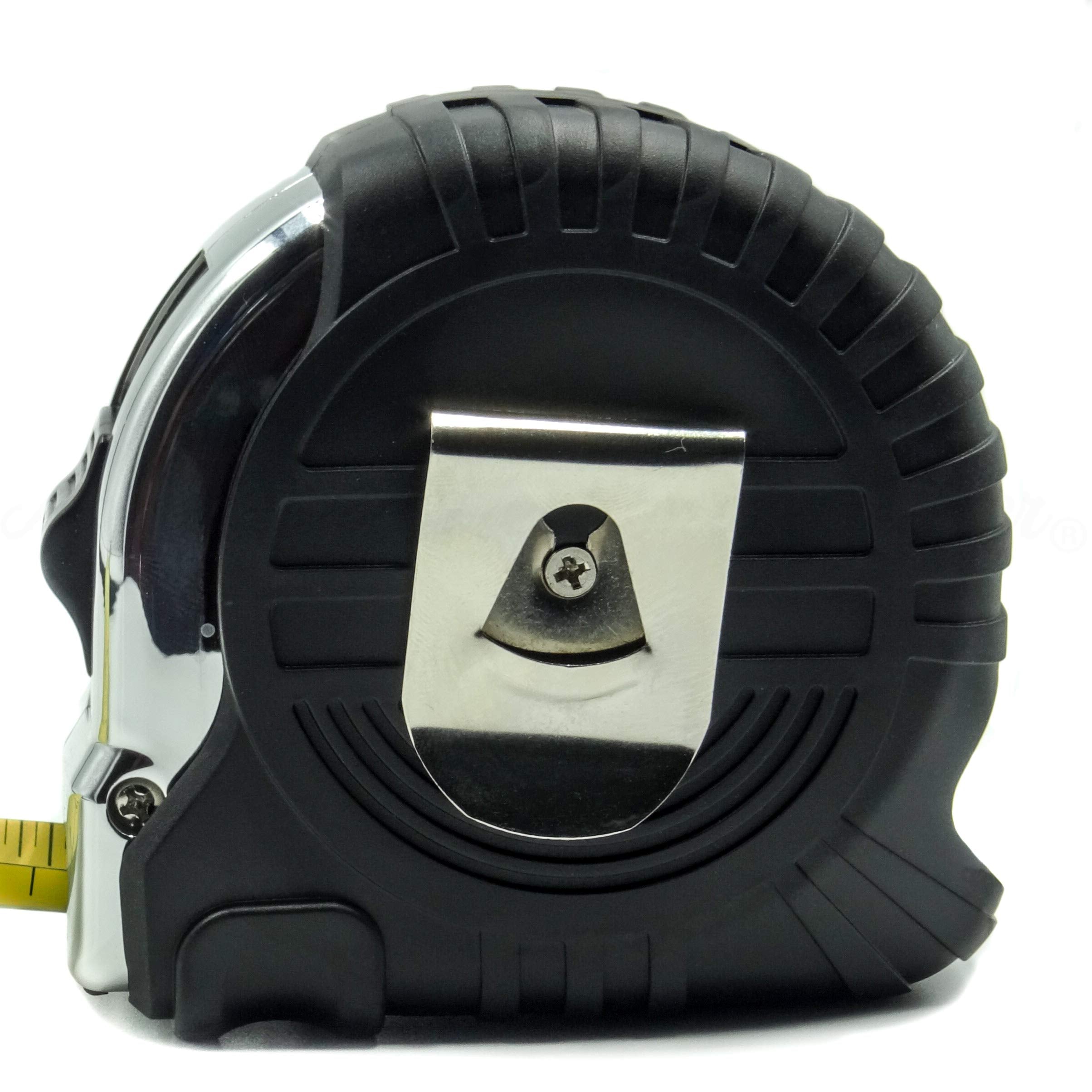 American Directional Driller 40 ft tape measure double claw end helps gripping pipe.