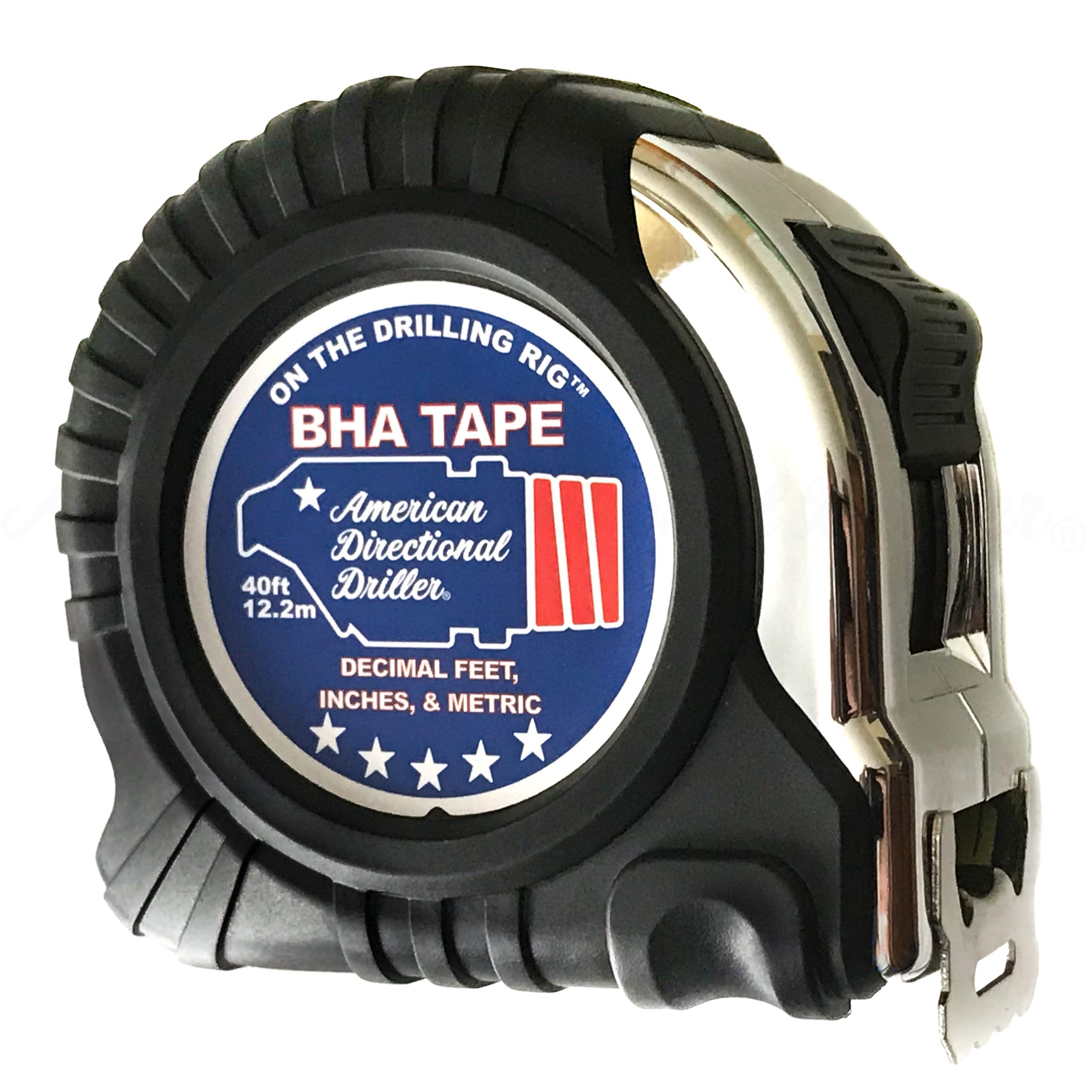 American Directional Driller 40 ft tape measure imperial scale aids quick on site readings.