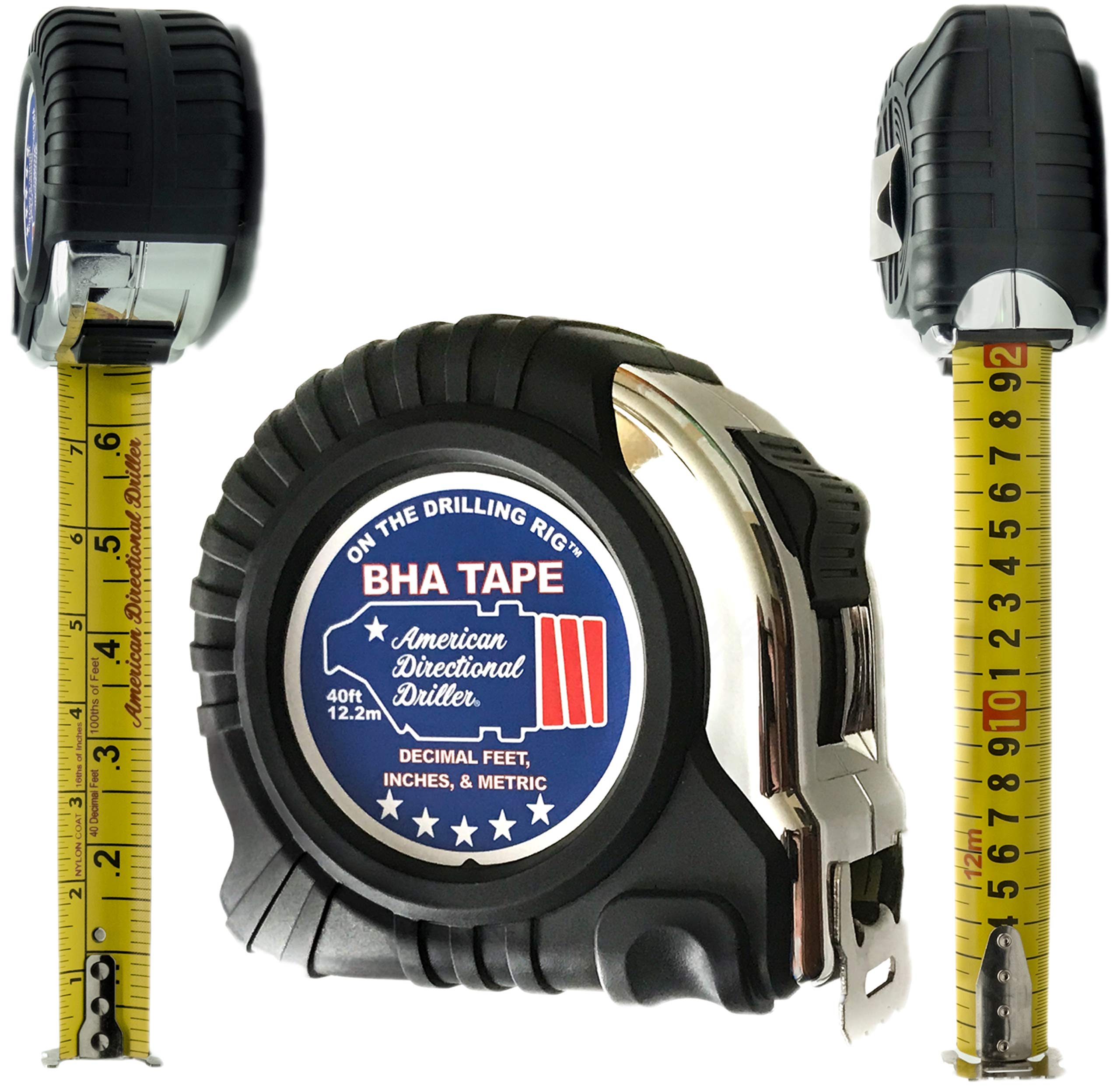 American Directional Driller 40 ft tape measure with engineering scale for precise field measurements.