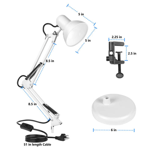 AmeriTop desk lamp 51-inch cord enables versatile placement with less clutter.