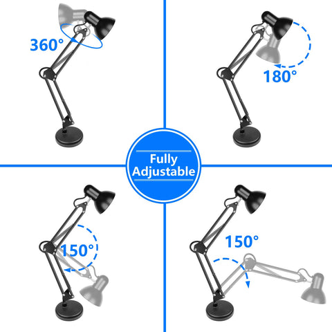 AmeriTop adjustable arm lamp extended to 18 inches for flexible lighting.