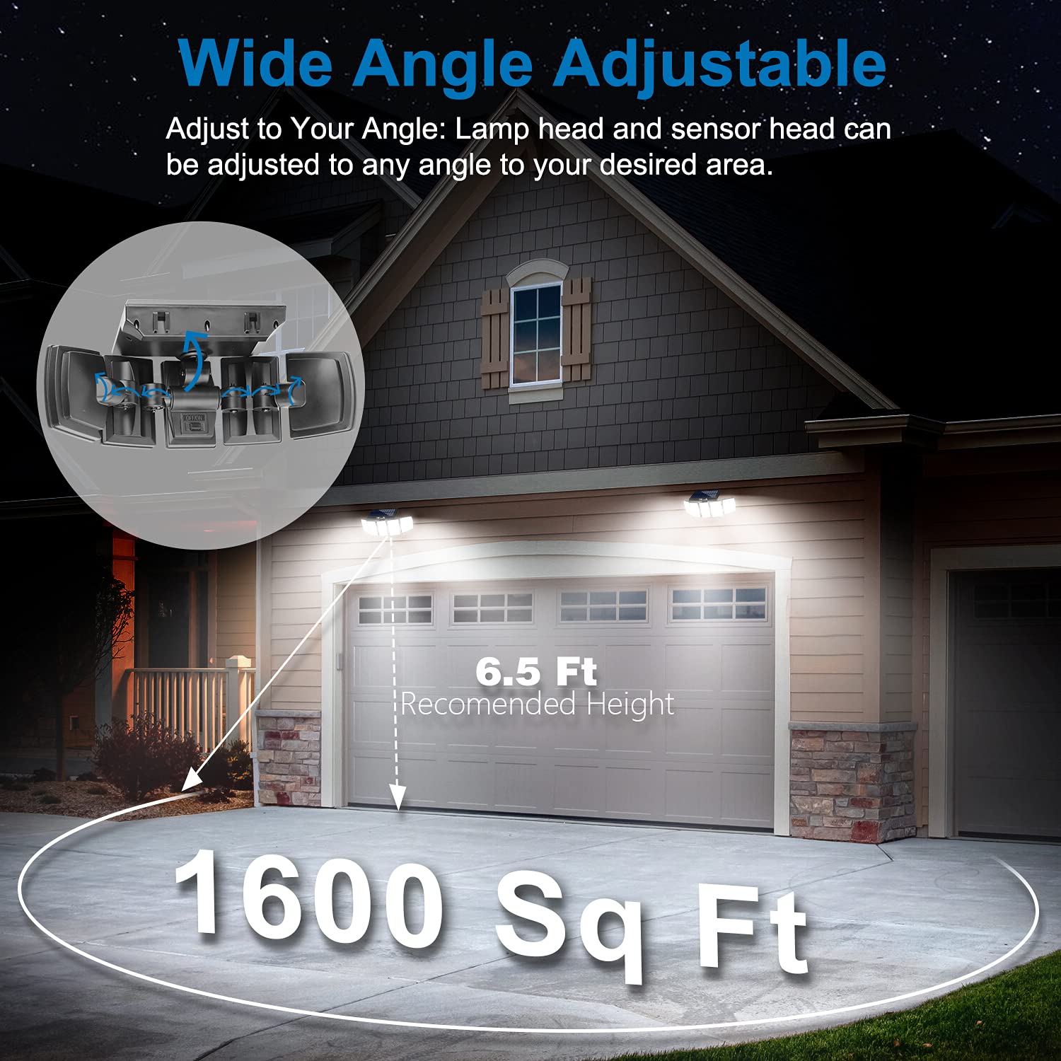 Three adjustable heads provide 360-degree coverage for flexible setup.