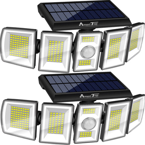 AmeriTop solar lights with a three-head design providing wide outdoor illumination.