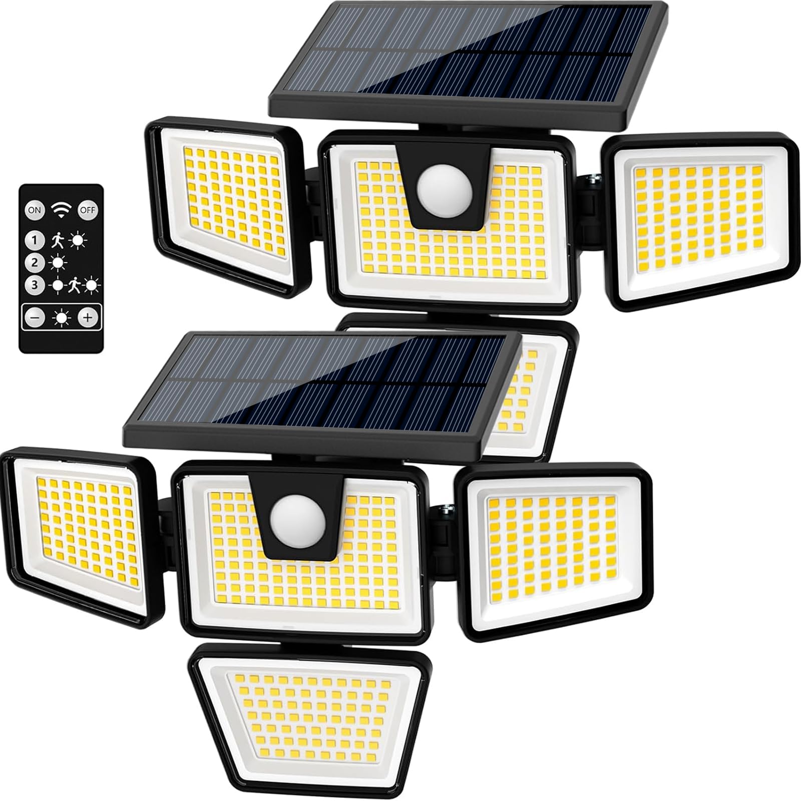 AmeriTop four-head outdoor solar light with wide-angle illumination for entryways