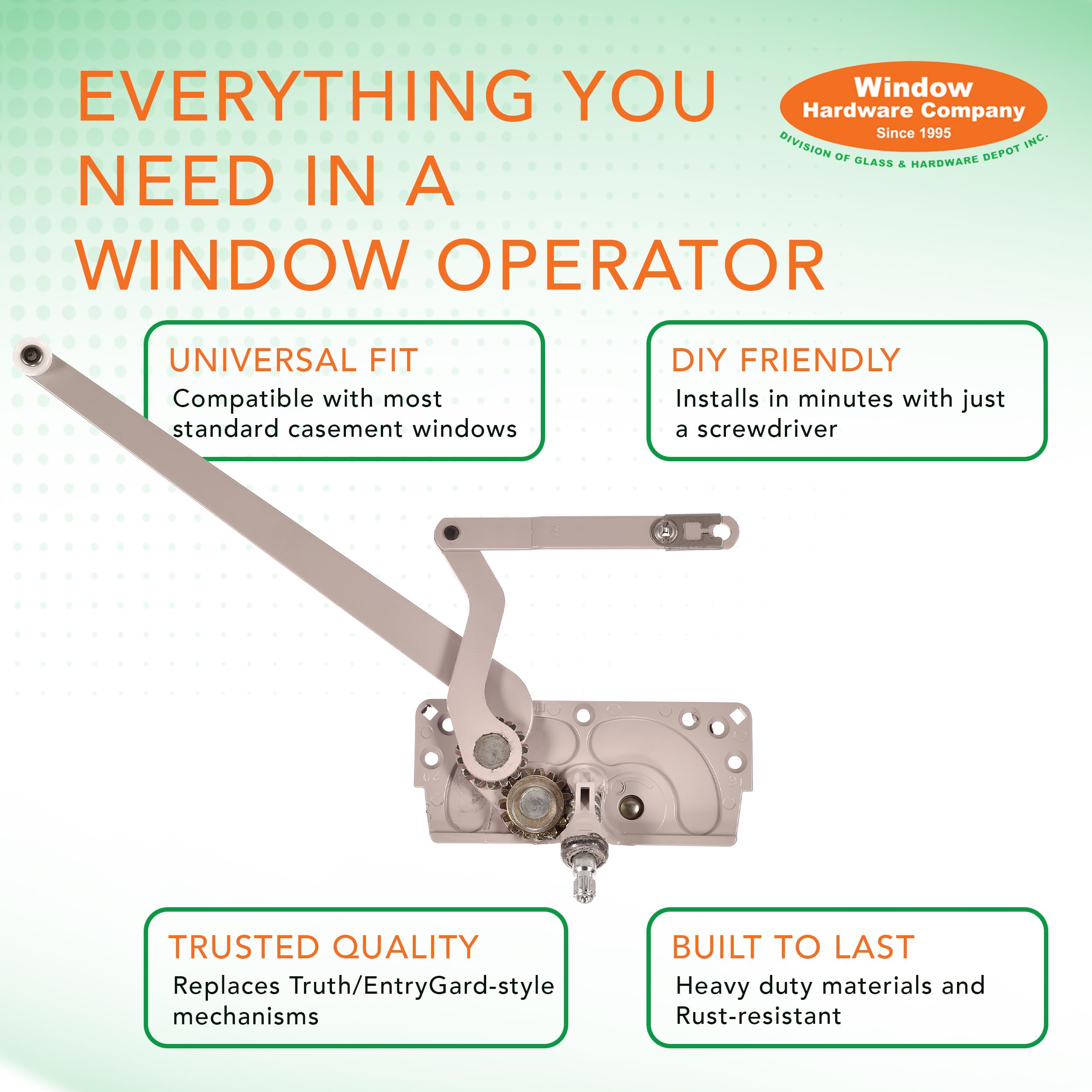 EntryGard crank handle installed on window demonstrating secure fit