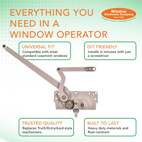 EntryGard crank handle installed on window demonstrating secure fit
