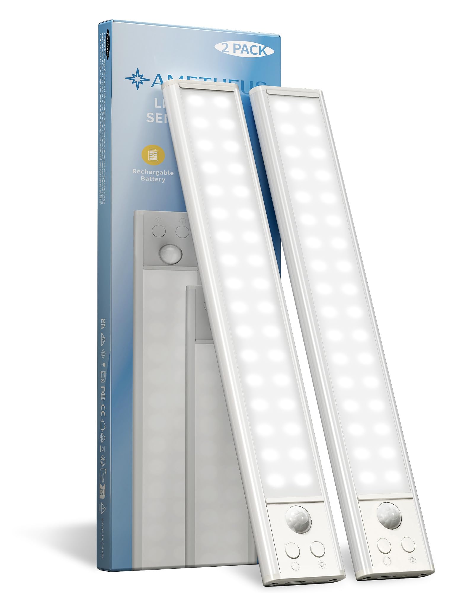 AMETHEUS 10-inch under-cabinet light with motion sensor for hands-free visibility