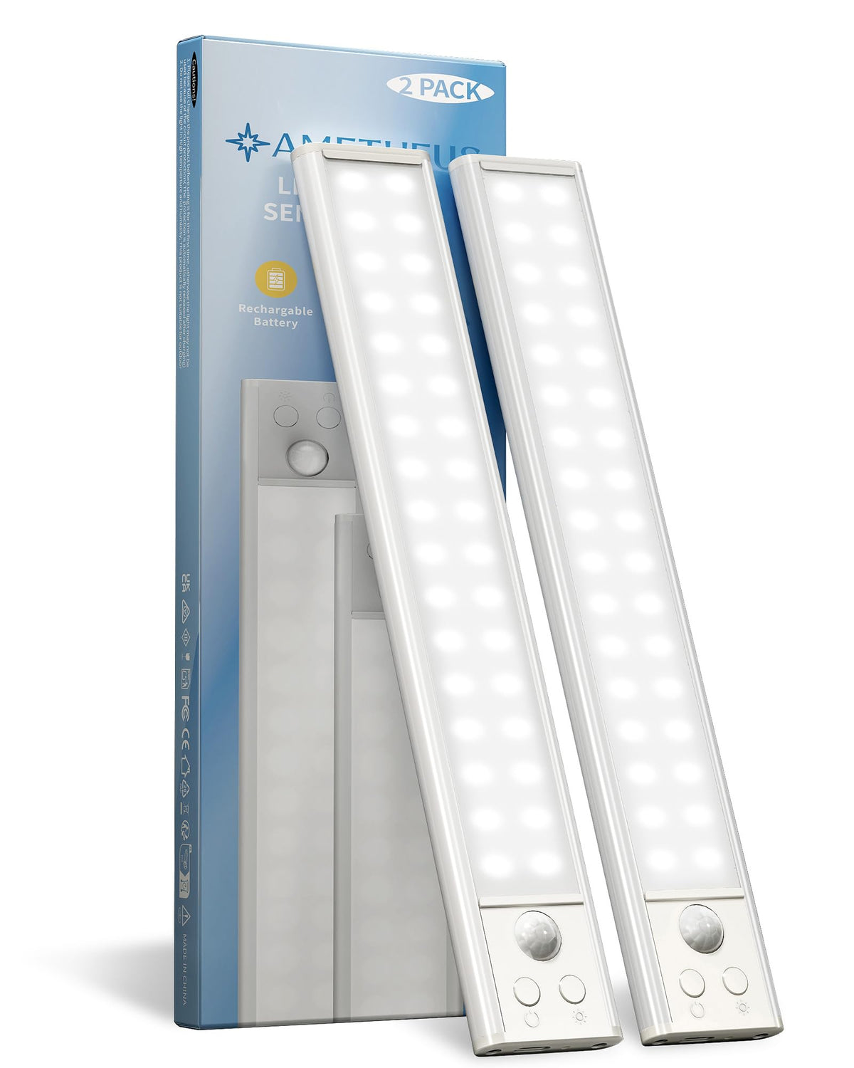 AMETHEUS 10-inch under-cabinet light with motion sensor for hands-free visibility