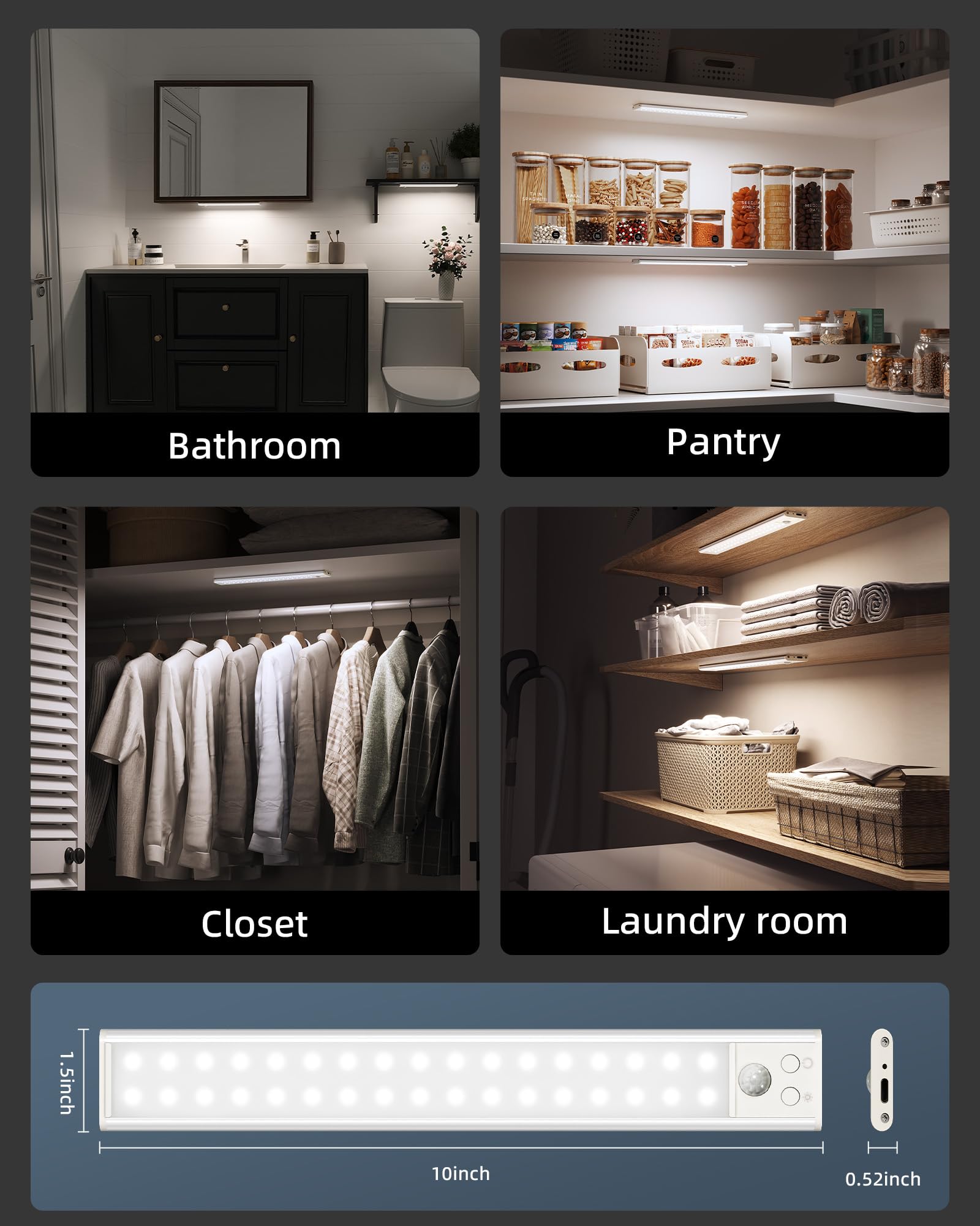 AMETHEUS 2-pack under-cabinet lights suitable for kitchen and closet spaces