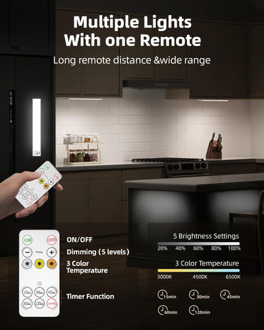 AMETHEUS 2400mAh battery provides long-lasting kitchen lighting.