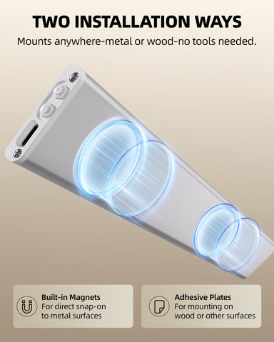 AMETHEUS adhesive metal plates included for versatile mounting options