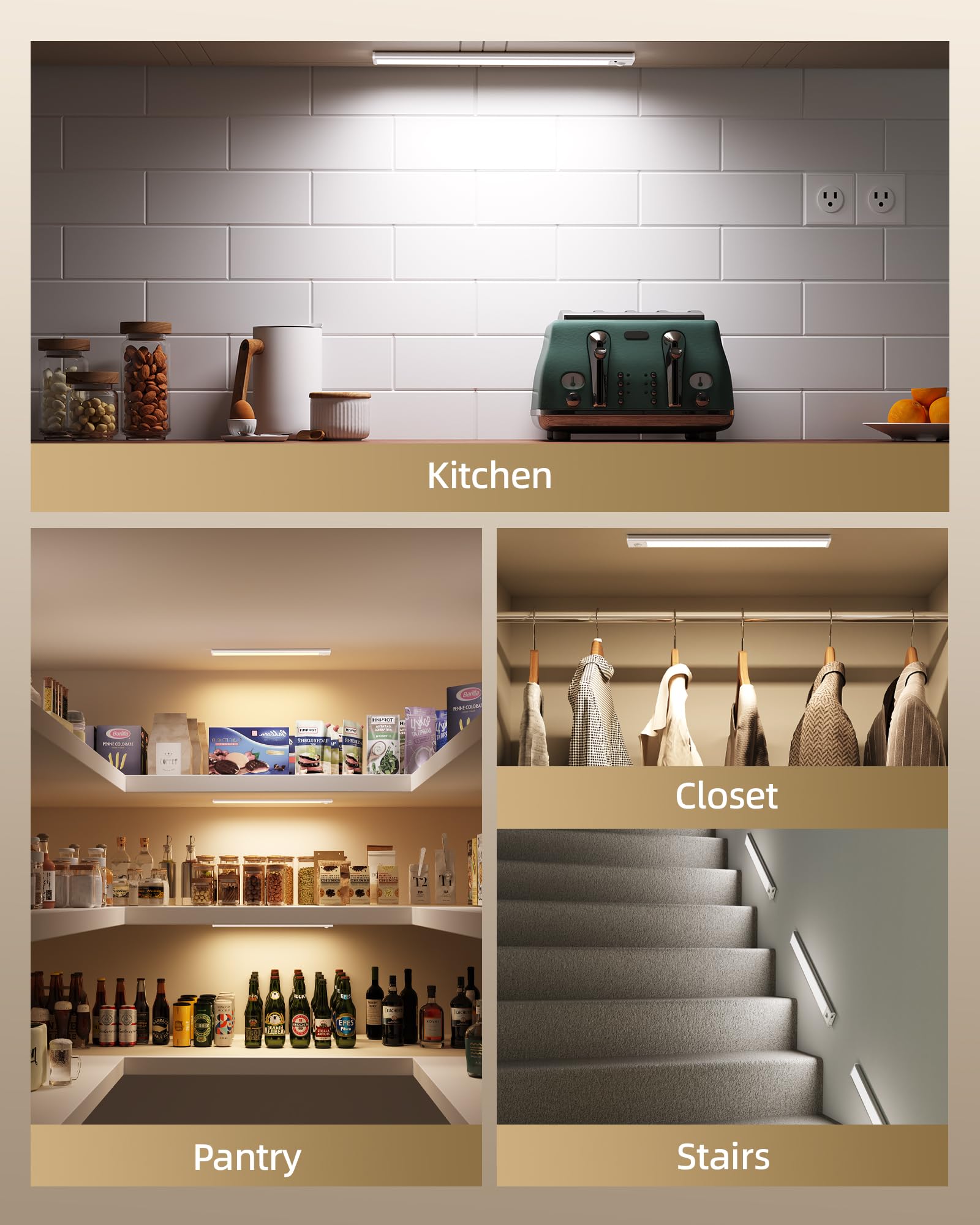 AMETHEUS long-lasting wireless lighting for kitchens, wardrobes, and pantries.