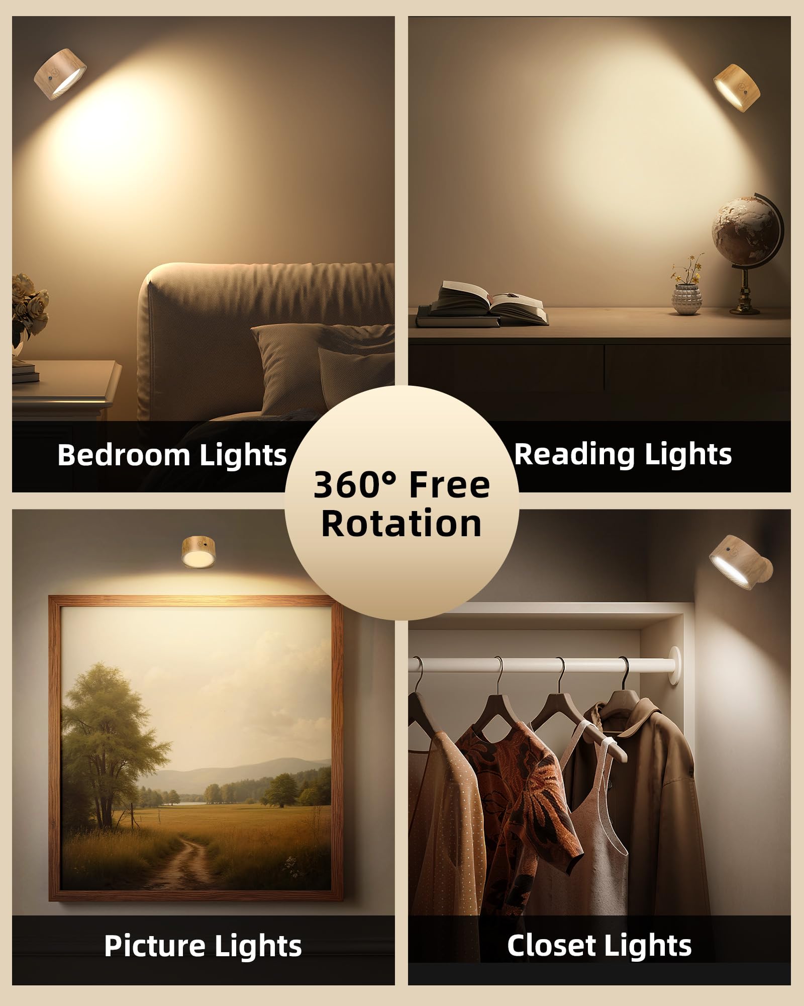 AMETHEUS LED wall light 360° rotation for flexible corner lighting.