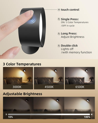AMETHEUS wall light color temperature options 3000-6500K for mood