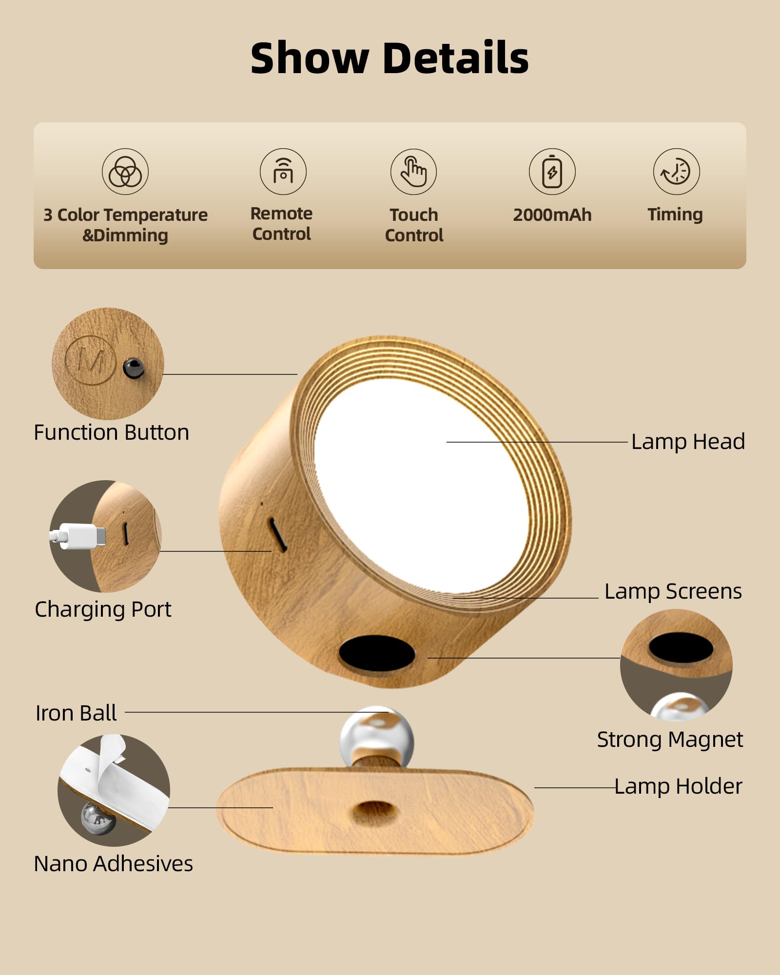 AMETHEUS LED wall light magnetic mounting offers quick positioning.