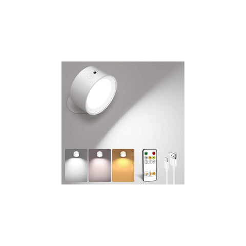 AMETHEUS LED wall light rechargeable mount for cordless bedside reading.