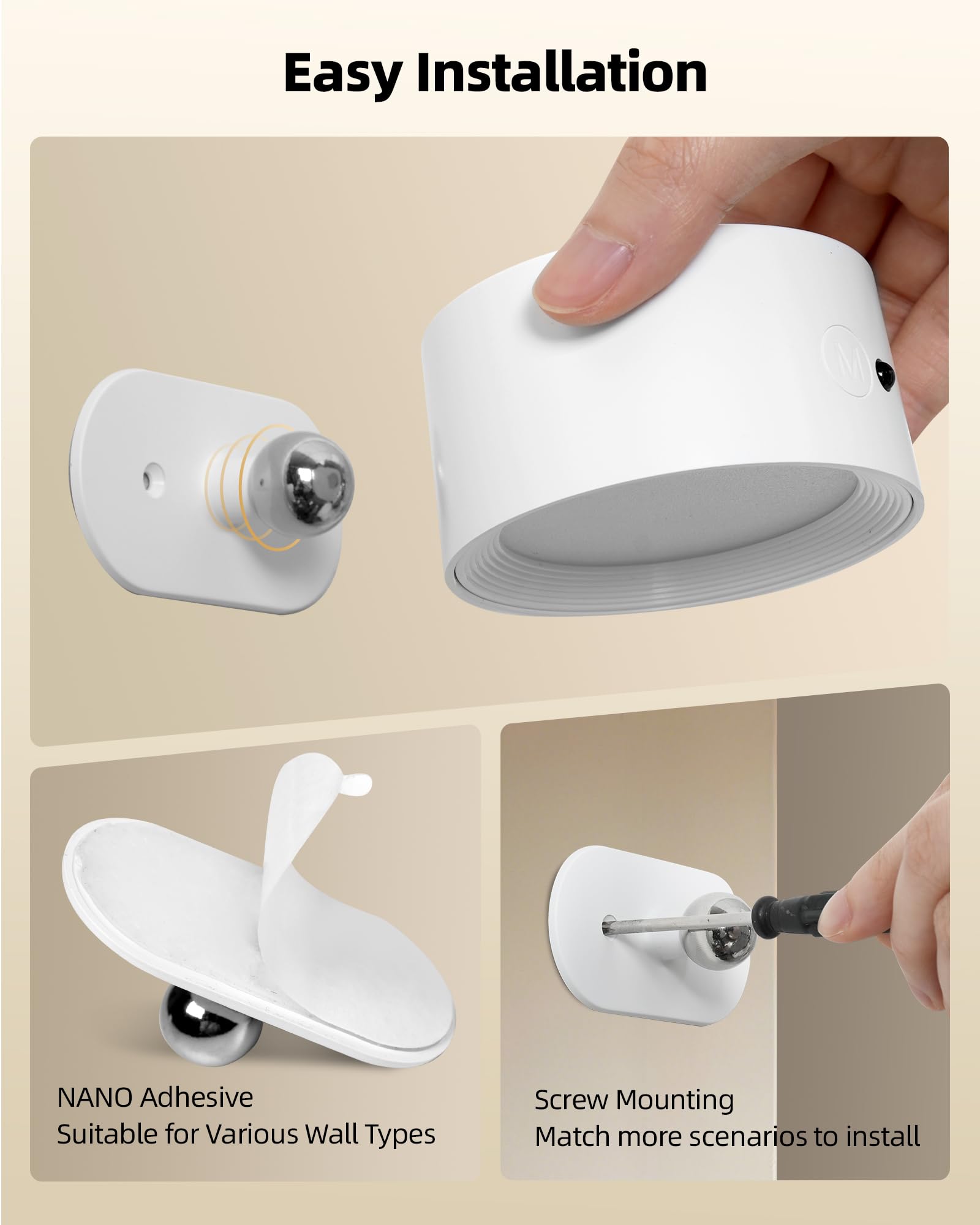 AMETHEUS LED wall light USB-C cable included for quick setup.