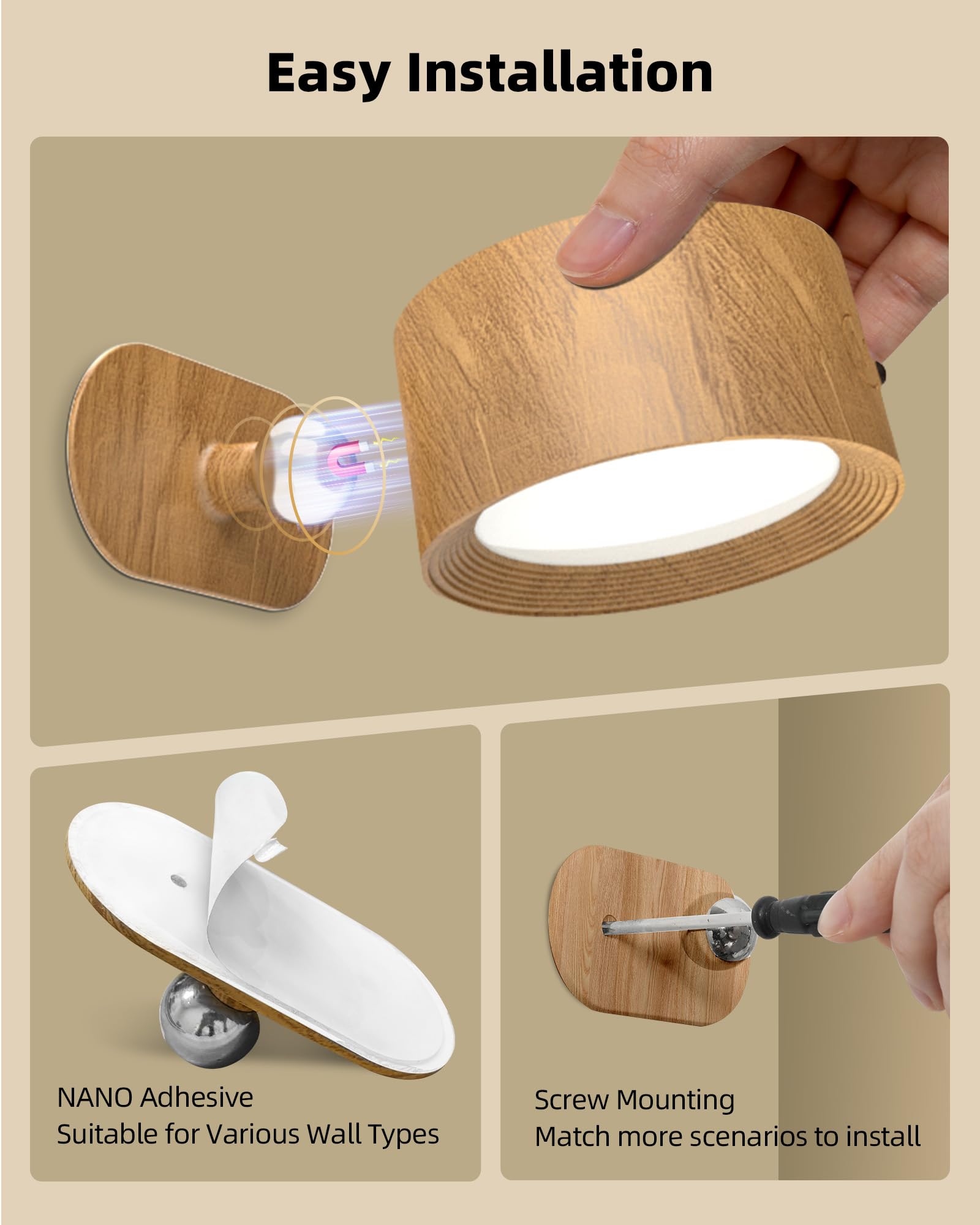 AMETHEUS LED wall light USB-C charging cable included.
