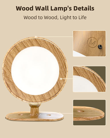 AMETHEUS LED wall light wood grain finish blends with decor.