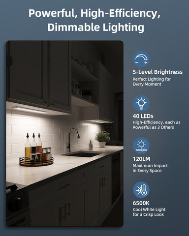 AMETHEUS motion-sensor LED activation for hands-free lighting in dim spaces.