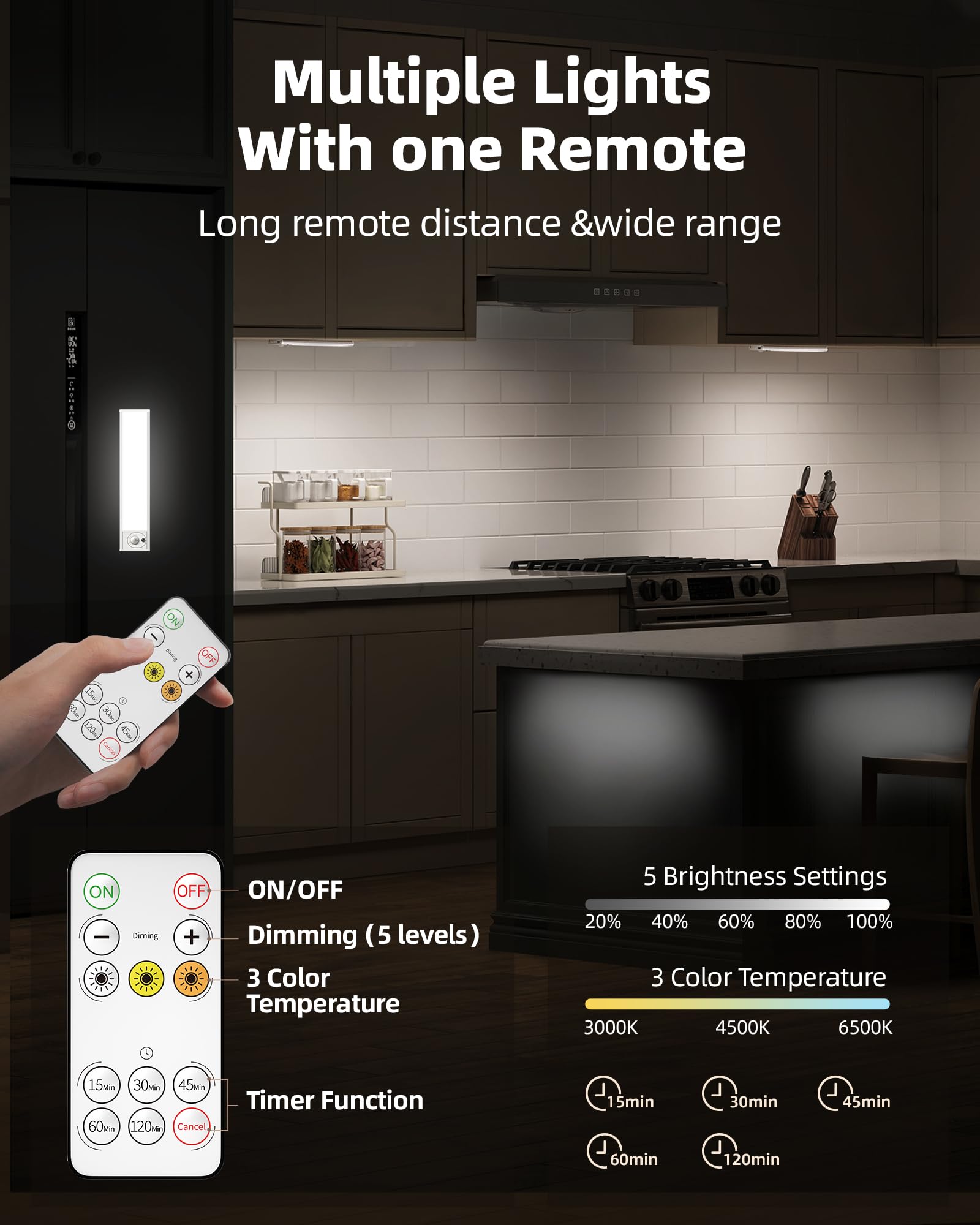 AMETHEUS remote control enables easy on/off and timer settings.