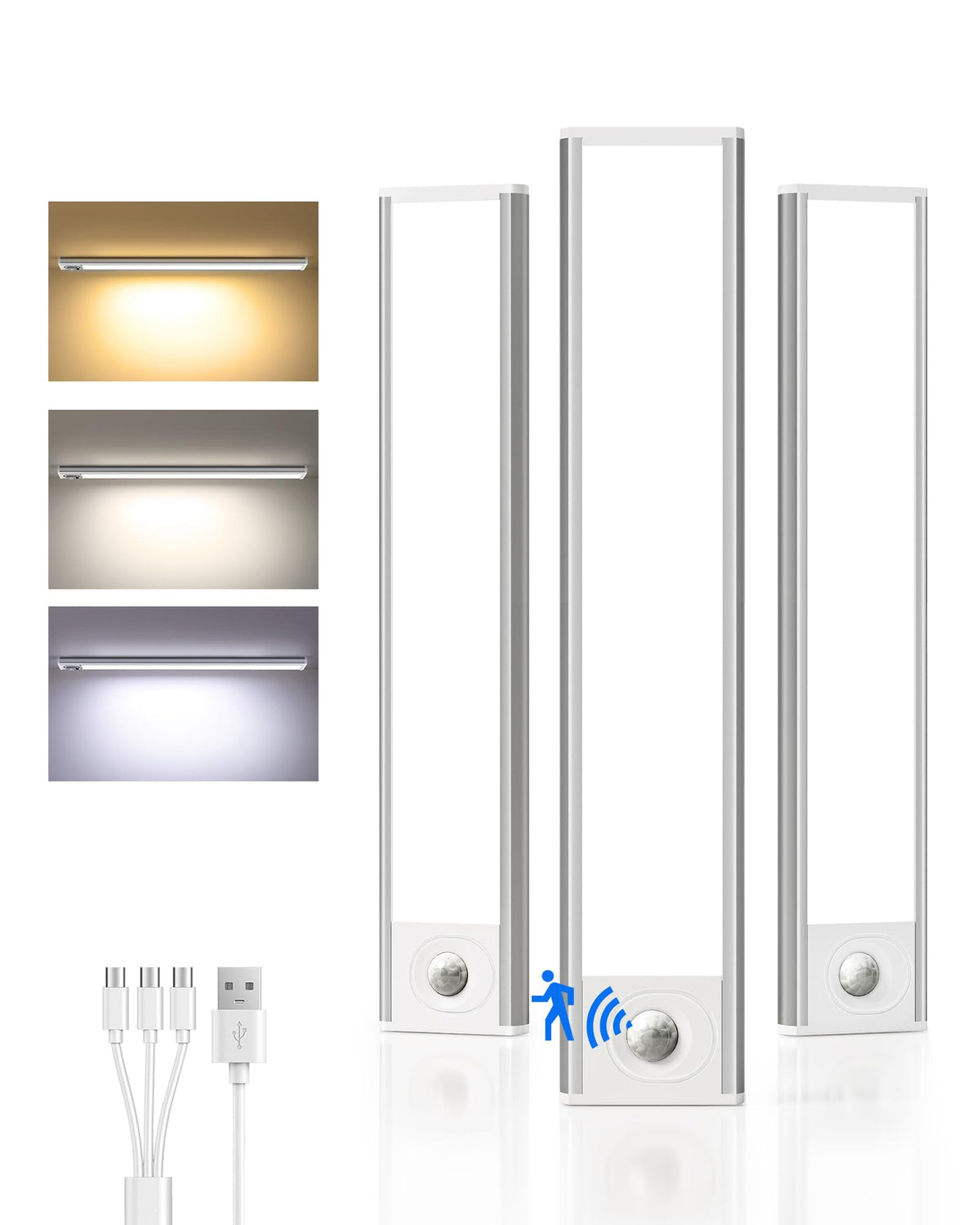 AMETHEUS under cabinet light with motion sensor illuminates surfaces for hands-free convenience.