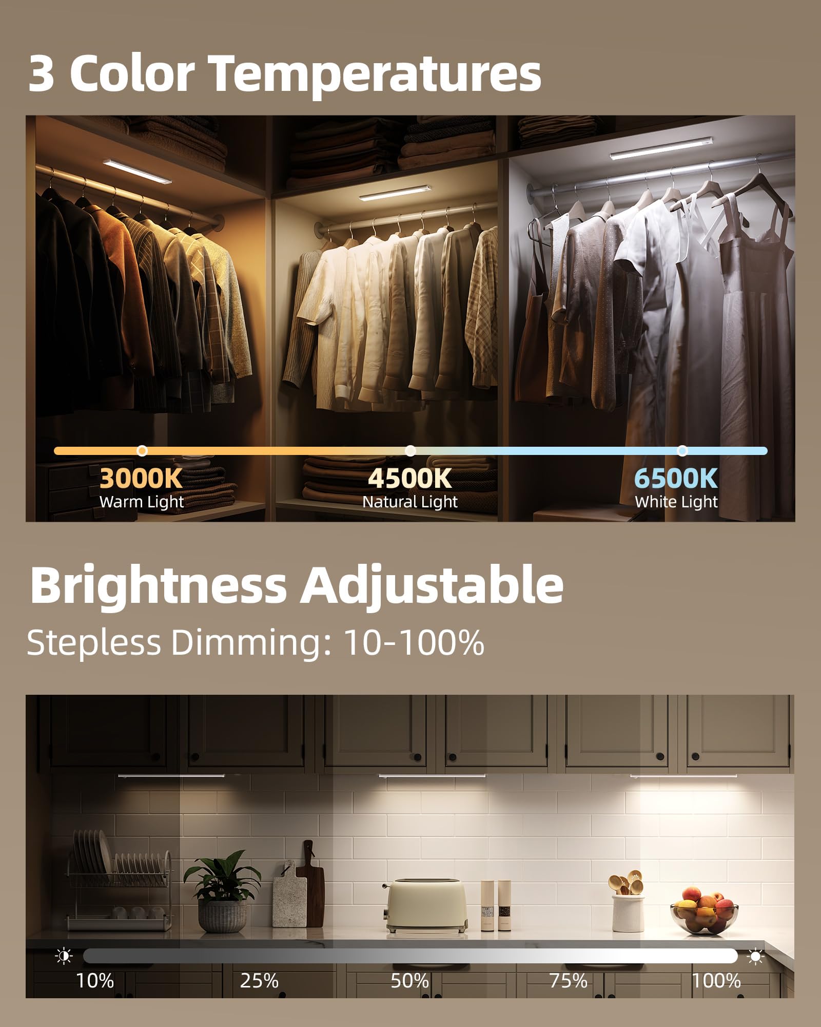 AMETHEUS USB-rechargeable cabinet light charges via USB for easy power on the go.