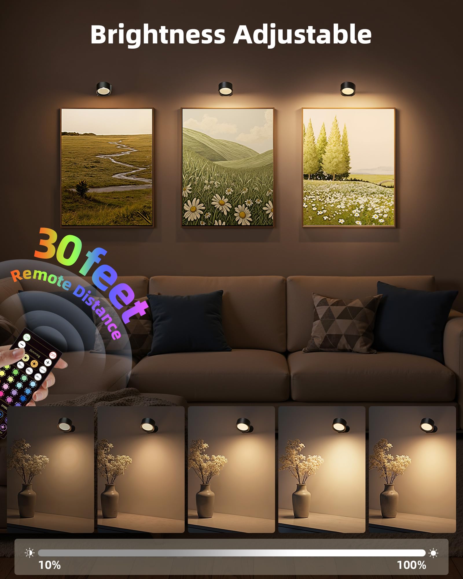 AMETHEUS 360° rotating wall lights for versatile room illumination.