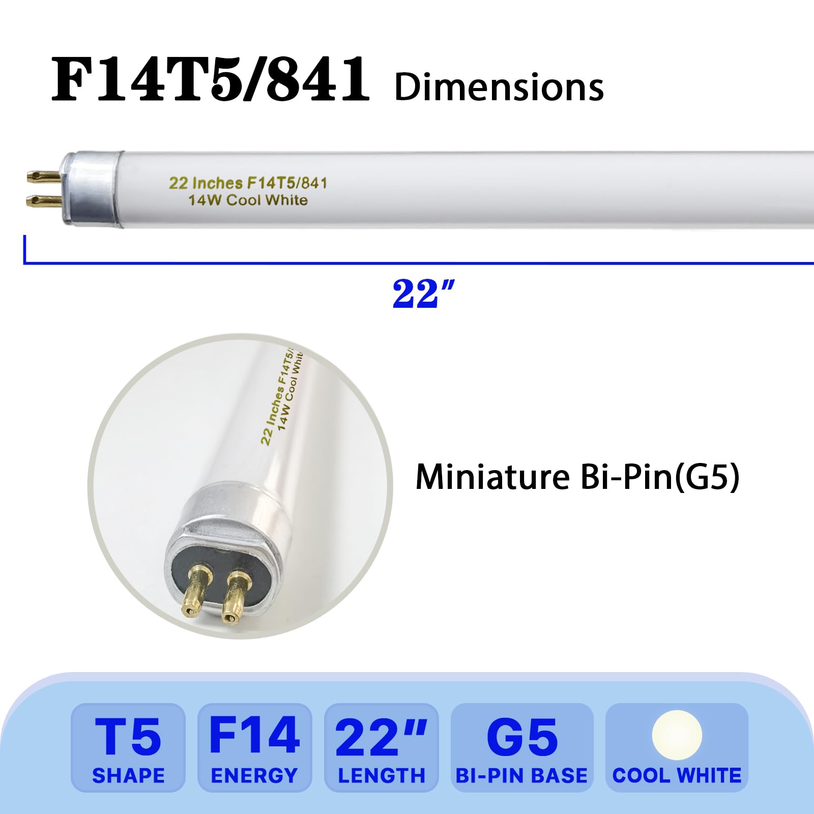 amgolibi T5 14W end-pin bulb fits two-pin sockets securely.