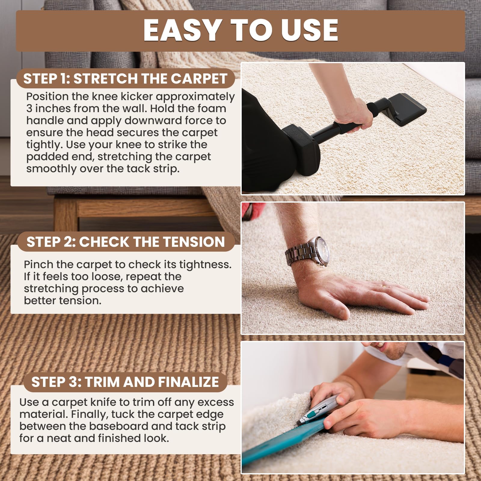 AMGSH knee kicker soft foam handle for comfortable control