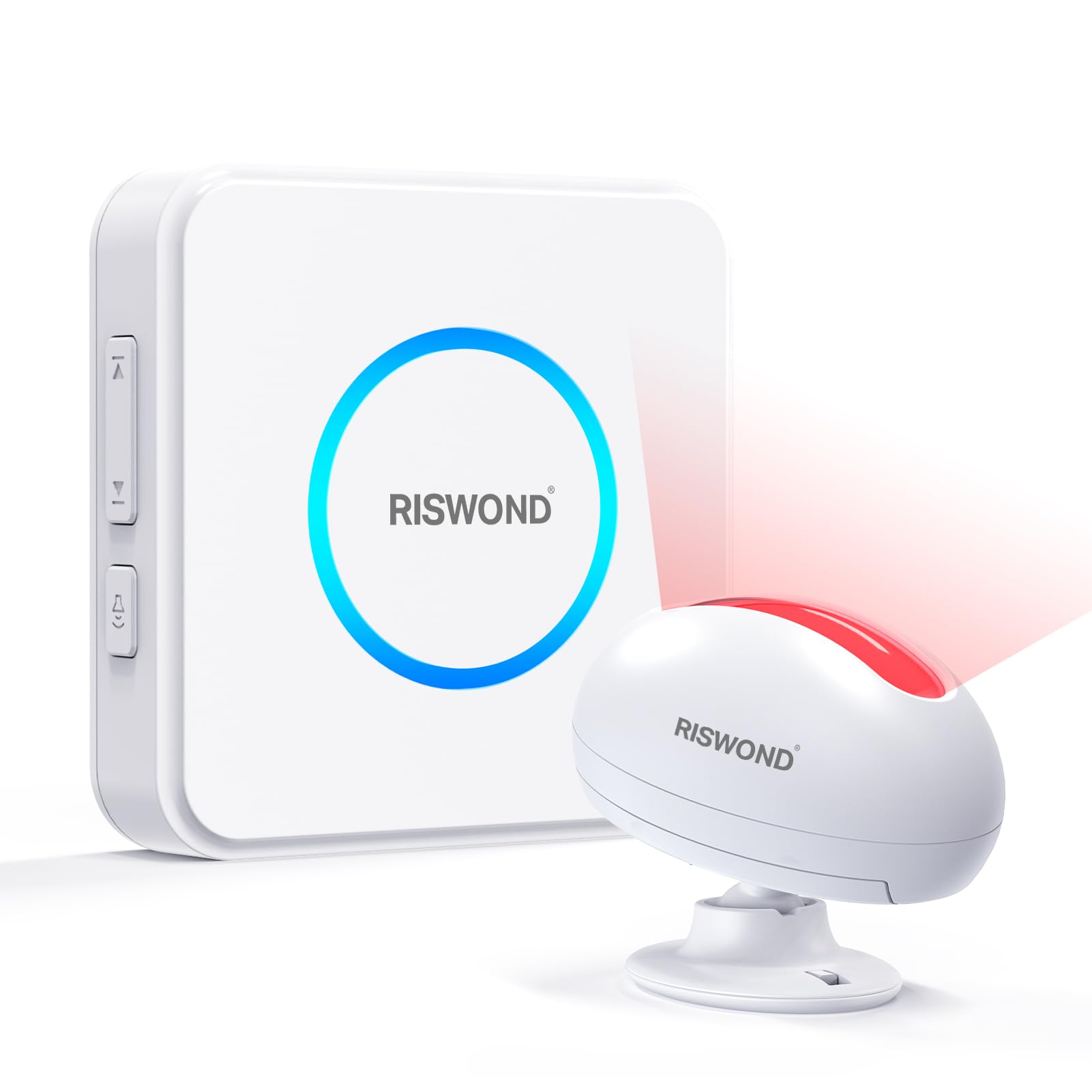 AMHEY motion sensor door chime front-view highlights compact home entry alerts.