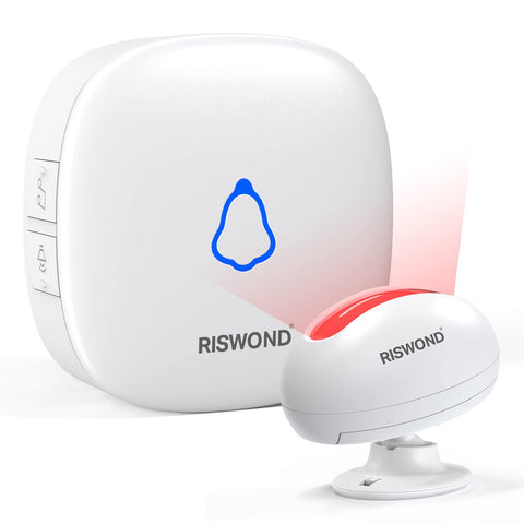 AMHEY wireless motion sensor door chime front view with compact receiver for flexible placement.