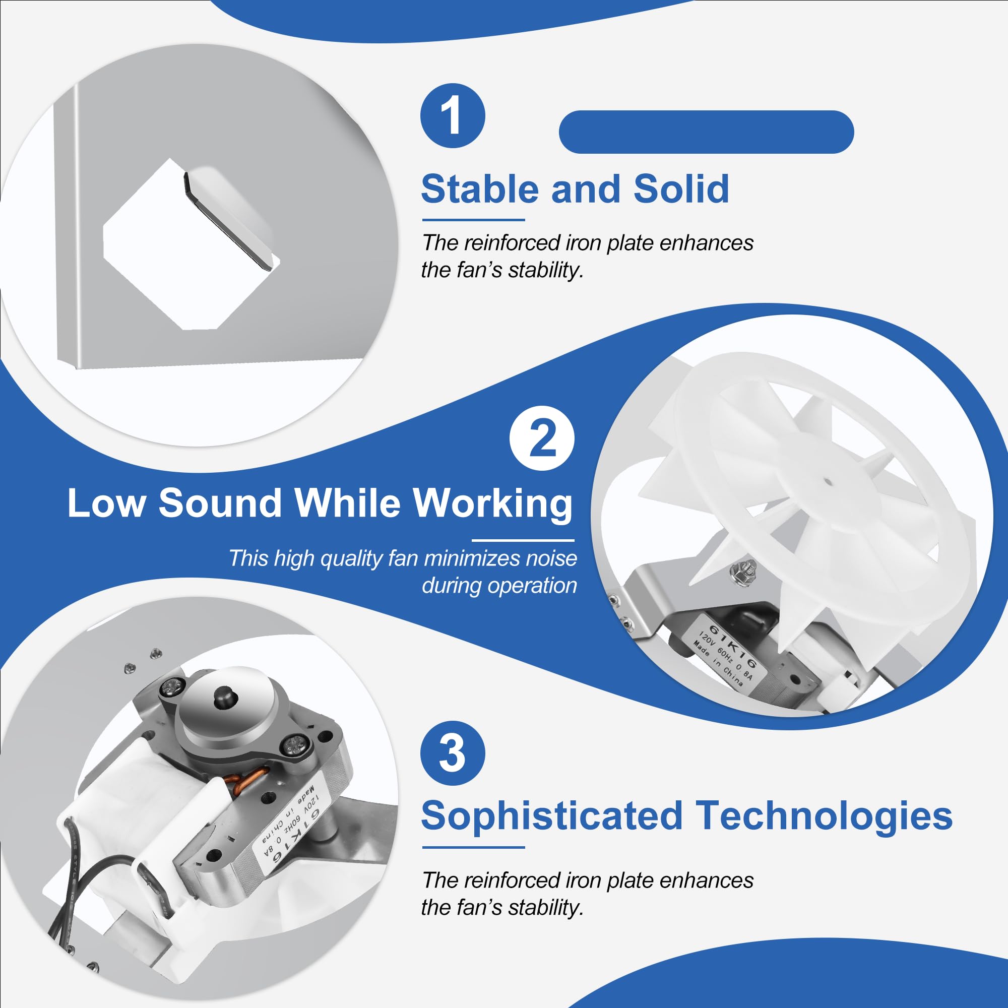 AMI PARTS 50CFM 2.0 Sones performance emphasis on efficient airflow and quiet use.