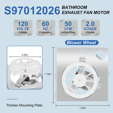 AMI PARTS S97012026 bathroom fan motor component ready for easy replacement fit.