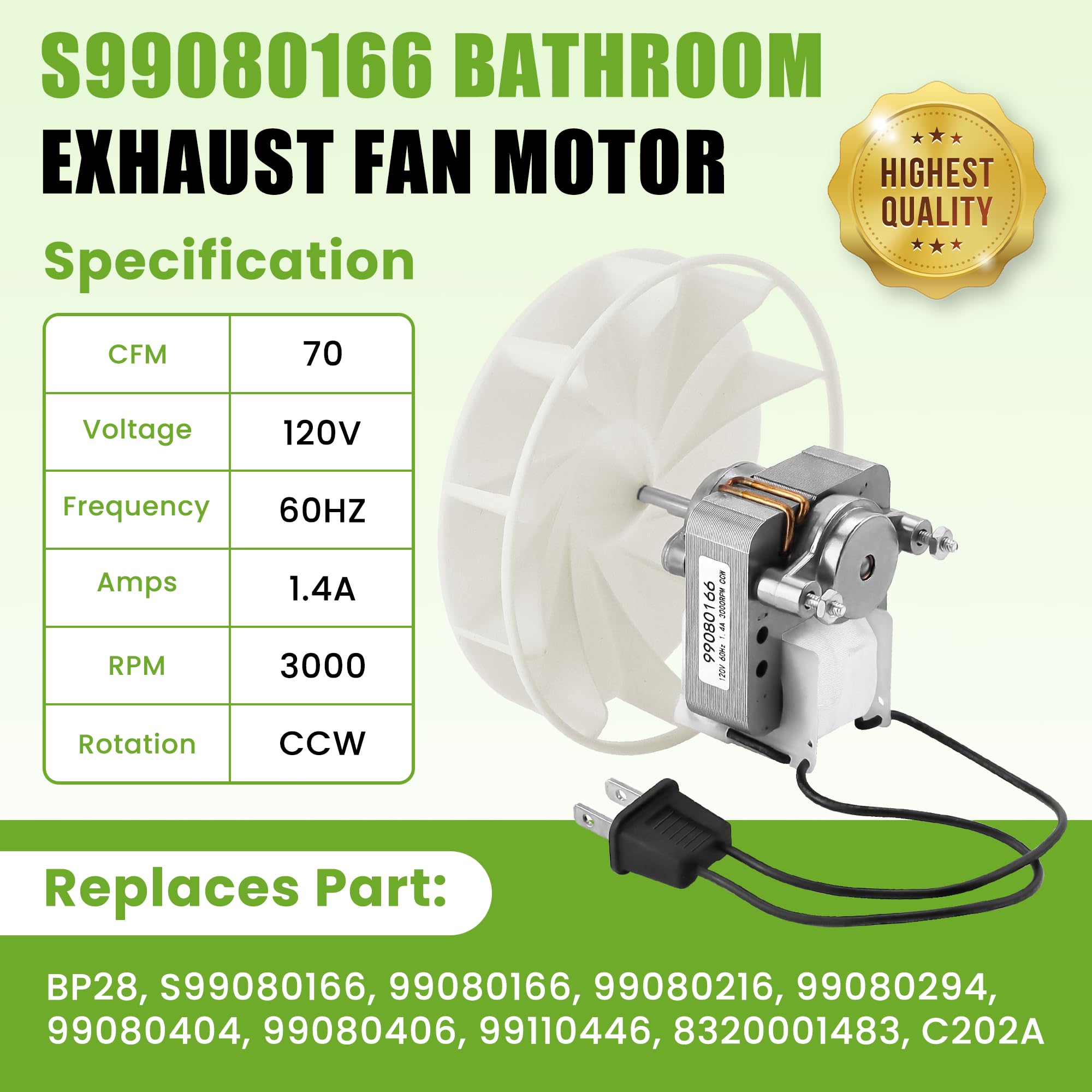 AMI PARTS S99080166 BP28 compatibility with Nu-Tone and Broan bath fans for easy replacement.