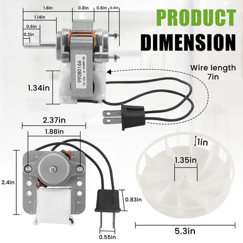 AMI PARTS S99080166 BP28 motor dimensions guide simplifies precise fit.