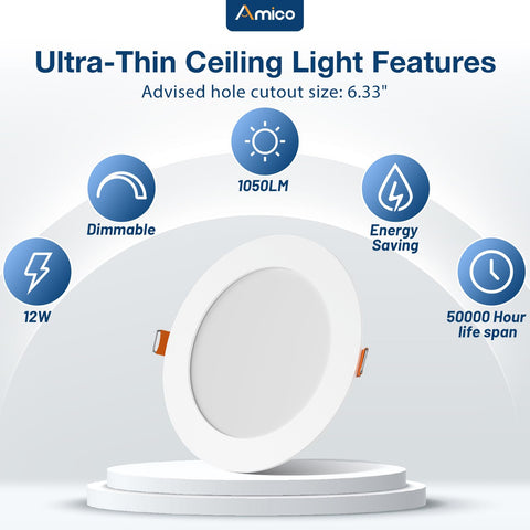 Amico 1050 lumens 12W LED downlight delivering bright, energy-efficient illumination