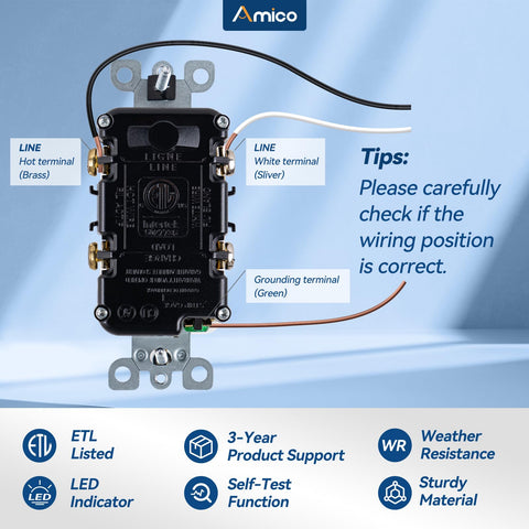 Amico 12 AWG wiring compatibility shown with dual wire access