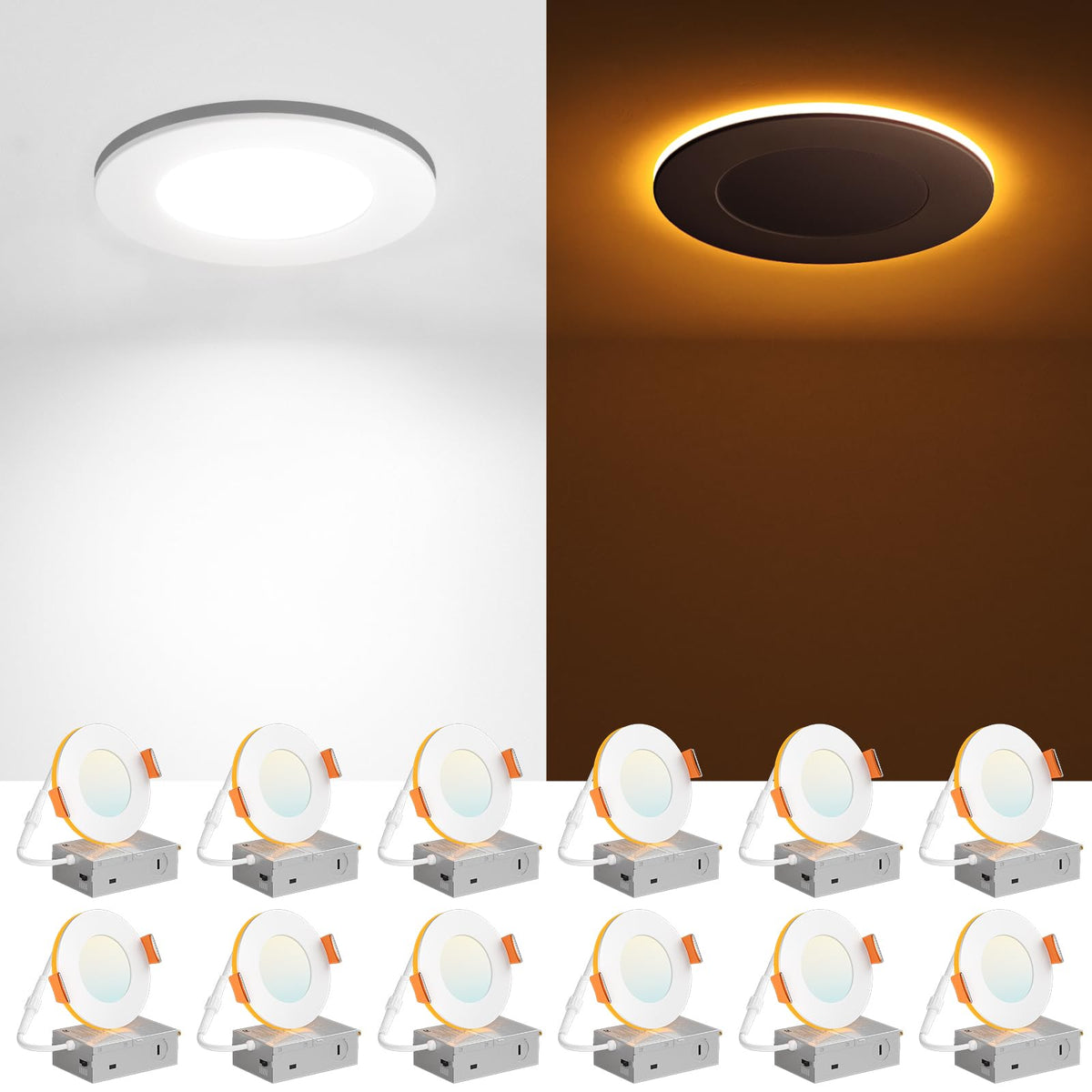 Amico 12-pack 3-inch LED downlight with flexible color temps for versatile ambience
