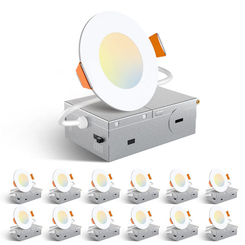 Amico 12-pack 3-inch recessed light package with junction box for quick installs.