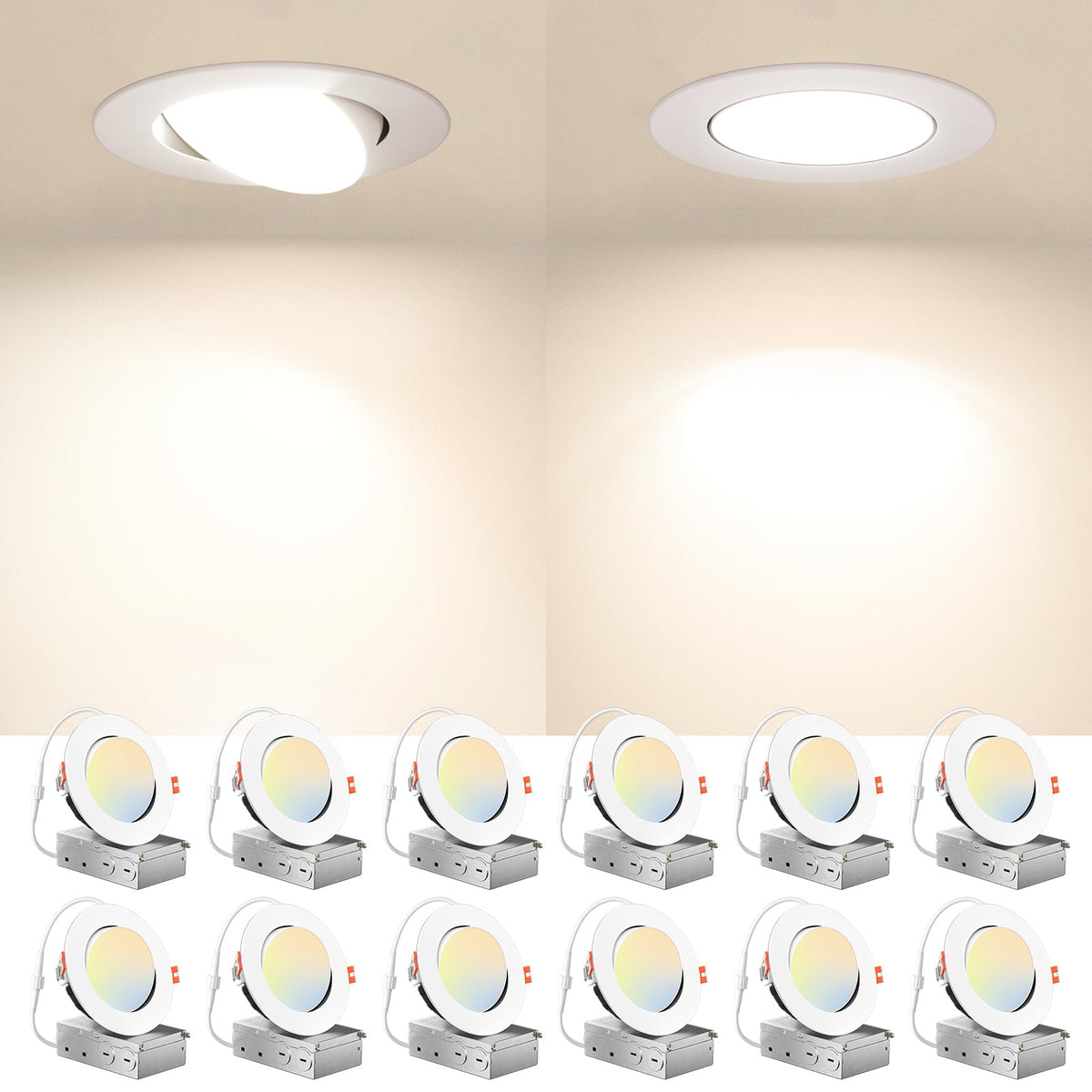 Amico 12-pack 4-inch gimbal downlight pack—flexible installation and adjustable beam.