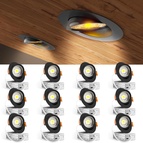 Amico 12-pack 4-inch gimbal downlight with 360° rotation for versatile directional lighting